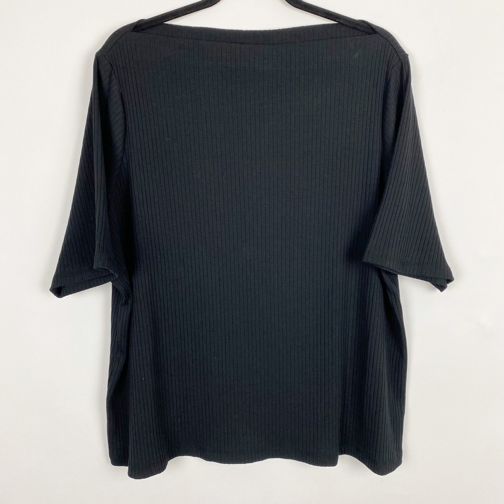 Old Navy Boat Neck Ribbed Elbow Sleeve Top Women 3X Black